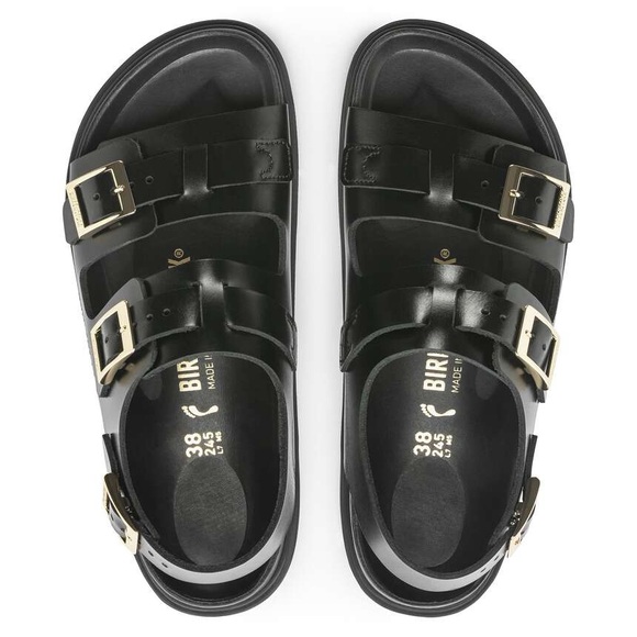 BIRKENSTOCK CANNES LEATHER SANDALS IN BLACK 39 EU 8 US - Picture 5 of 12